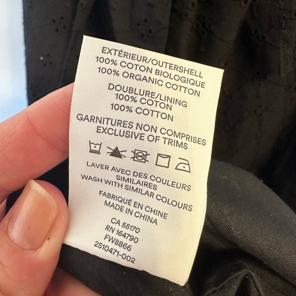 NWT Frank And Oak womens eyelet black dress organic coton size small - Picture 10 of 10